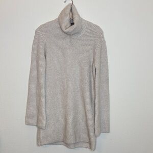 STEVE MADDEN Abbie Sweater Dress Knit Turtleneck Long Sleeve Mini Oatmeal